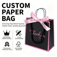 Sac d'emballage cadeau écologique jaune pour faux cils et bougies, en papier recyclable avec poignée à cordon, petites quantités disponibles