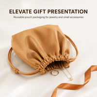 Pochette carrée pliable en cuir PU Luda personnalisée avec cordon de serrage pour bijoux et maquillage, emballage cadeau avec logo