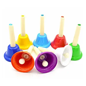 Children's table bell set 8 note full scale color metal handbell children's musical instrument