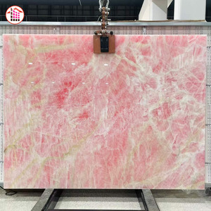 Dalle d'onyx rose naturel poli, translucide, grand format, marbre rose de luxe pour décoration murale et comptoir - Product Image 1
