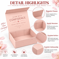 Boîte en carton magnétique pliable rose personnalisée de qualité supérieure, emballage plat pour soins de la peau, cosmétiques, soins de beauté, boîte cadeau