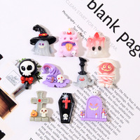 Breloques fantômes d'Halloween en résine, accessoires DIY, fournitures artisanales pour coques de téléphone, pinces à cheveux, breloques pour chaussures