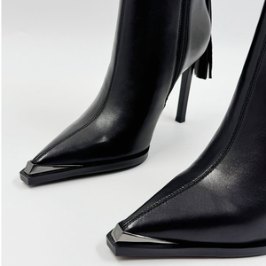 <span class=keywords><strong>Bottines</strong></span> noires à <span class=keywords><strong>bout</strong></span> <span class=keywords><strong>pointu</strong></span> pour <span class=keywords><strong>femme</strong></span>, sur mesure, avec fermeture éclair, talon compensé, en <span class=keywords><strong>cuir</strong></span> véritable, sexy et élégantes, pour le printemps - Product Image 2