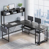 Grand bureau d'ordinateur personnalisé en forme de L avec lumière LED RVB simple étagère de rangement de meubles modernes pour bureaux à domicile et bureaux