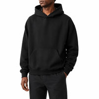 Sweat-shirt à capuche oversize noir pour homme, en molleton épais, avec poche, personnalisable
