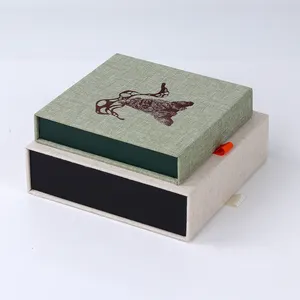 פשתן נייר אריזה אישית ספר צורת אריזת מתנה עם מגנט עבור תכשיטי ארנק שעון cd מדלית סיכה אריזת מתנה