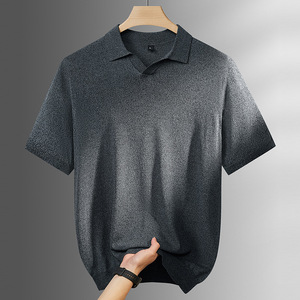 <span class=keywords><strong>Polo</strong></span> tricoté pour homme grande taille, manches courtes, col en V, décontracté, professionnel, confortable, coupe ample - Product Image 2