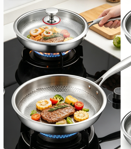 Poêle à frire en titane pur avec couvercle en verre, poêle antiadhésive non revêtue, compatible induction - Product Image 2
