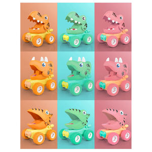Jouets de voiture dinosaures à bouton-poussoir, 9 pièces, boîte de présentation, vert, rose, orange, avec lumières, musique, matériau ABS, cadeau pour enfants - Product Image 5