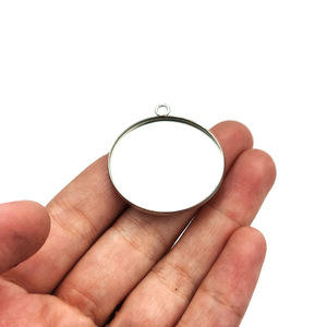 Stainless Steel Round Disc <b>Holder</b> Single Loop DIY Jewelry Pendant Base For Gemstone Necklace Accessories Wholesale - Product Image 4