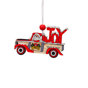 New Christmas painted wooden ornaments, Christmas decorations, Christmas <b>tree</b> ornaments, colorful old man and <b>car</b> pattern - Product Image 3
