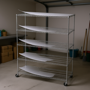 Étagère de rangement métallique robuste à 5 niveaux réglables avec roulettes, 82 po de hauteur x 60 po de longueur, unité de rayonnage industriel en fil métallique pour garage et cuisine - Product Image 2