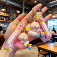 Porte-clés en PVC créatif motif cochon arc-en-ciel, pendentif mignon, breloque de sac pour couple, jouet pour enfants, cadeau, vente chaude