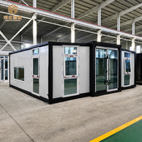 Casa Modular Prefabricada Moderna de Doble Ala Expandible con Ventana de Toldo, Puerta de Vidrio, Jardín, Villa, Cabaña, Casa Contenedor