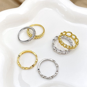 Ready To Ship 18K Gold Plated Simple Design Chunky <b>Adjustable</b> Open <b>Rings</b> Women - Product Image 5