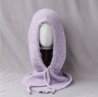 Nouveau chapeau de cagoule pour femmes de couleur unie à la mode mignon tricoté hiver pull cou couverture une pièce Polyester cagoule masque facial