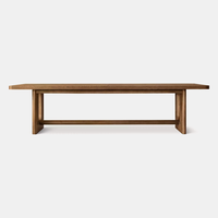 Ensemble table et chaises de salle à manger rectangulaire en bois massif au design minimaliste moderne pour villa