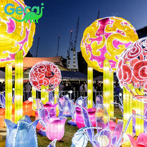 GECAI - Farol de Exterior Hecho a Mano con Marco de Hierro y Seda de Alta Calidad, Estilo Chino - Product Image 2