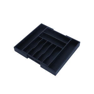 Black Rectangular Cutlery Drawer Organizer With Dividers <b>Storage</b> <b>Box</b> For <b>Kitchen</b> Tableware Tidy Eco Friendly - Product Image 1