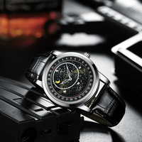 Montres intelligentes numériques de luxe pour hommes, élégantes, avec cadran en verre rotatif, lumière nocturne, lune, étoiles, acier inoxydable