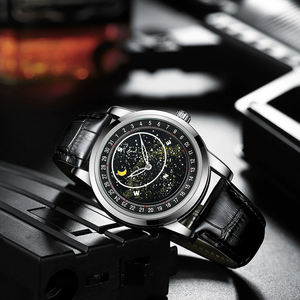 Montres pour hommes élégantes, designs luxueux avec diamants, montres rotatives, lumière nocturne lune et étoiles, montres à quartz - Product Image 2