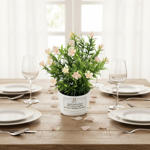 Composizione di Fiori Artificiali in Seta, 12 Pezzi, Bouquet Rosa Realistico per Decorazioni Casa e Matrimonio - Product Image 4