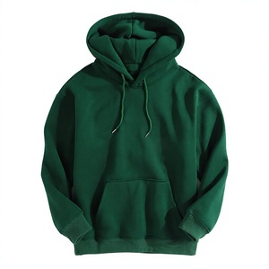 Sudadera con Capucha Verde para Hombre, Felpa, Informal, Color Sólido, Corte Holgado, Ropa de Invierno, Tejido de Algodón Transpirable - Product Image 1