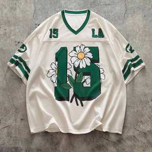 Kustom bernapas 100% poliester uniseks, Jersey sepak bola Amerika leher V gaya klasik musim panas pola gradien/Solid pakaian penuh - Product Image 1