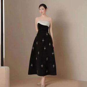 Vestido Negro <span class=keywords><strong>de</strong></span> Lujo Ligero con Contraste <span class=keywords><strong>de</strong></span> Color, Estilo Tubo, Largo, Nuevo, Elegante, que Controla el <span class=keywords><strong>Abdomen</strong></span> - Product Image 3