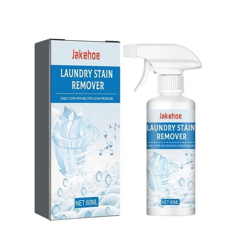 Jakehoe venta al por mayor Etiqueta Privada 60ML alta calidad manchas limpieza Spray líquido Natural lavado quitamanchas detergente para ropa