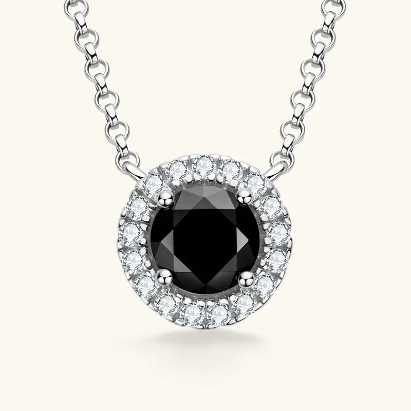 Bijoux en argent sterling 925 D couleur VVS1 collier en diamant Moissanite noir pour femme avec certificat