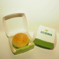 Disposable Packaging Food Grade Biodegradable Compostable Grease Proof Surface Printing Paper Burger Box for Burger Shop