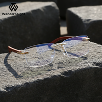 Montures de lunettes optiques en bois faites à la main avec logo personnalisé, de luxe, pour hommes, sans monture, charnières flexibles, verres transparents