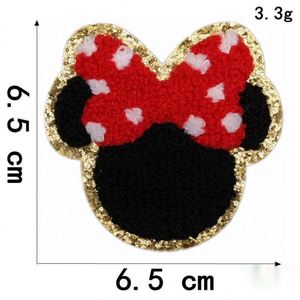 New Pink Style Self Sticker/<b>Iron</b> On/Embroidered Gold Edge Mouse Ear Heart Patch - Product Image 4