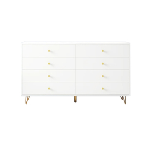 <span class=keywords><strong>Commode</strong></span> moderne robuste en bois blanc à 8 tiroirs avec poignées métalliques dorées pour chambre, bar à domicile <span class=keywords><strong>et</strong></span> salon - Product Image 6