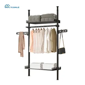 Perchero de pie de Metal ajustable para casa, colgador de ropa, soporte negro, percheros y rieles modernos para ropa