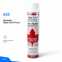 Mousse PU MUCHAO Feuille d'érable A53 750ml à haute expansion, vente en gros d'usine OEM ODM pour projets de collage de panneaux muraux architecturaux