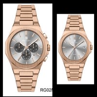 Montre de luxe URBAN ELEGANT pour usage quotidien, boîtier en acier inoxydable 316L gris rose, verre saphir, bracelet 32 mm 18 mm, 3 ATM, quartz