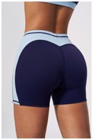 Shorts de sport pour femme, style cycliste, taille haute, effet froncé aux fesses, color block, 78% Nylon 22% Spandex, doux, couleur nude, pour fitness, gym et cyclisme