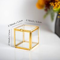 Yinliang Kleine Glasbox Verzierte Schmuckschatulle für Ringe und Ohrringe Dekorative Aufbewahrungsbox Hochzeits- und Geburtstagsgeschenk (Gold)