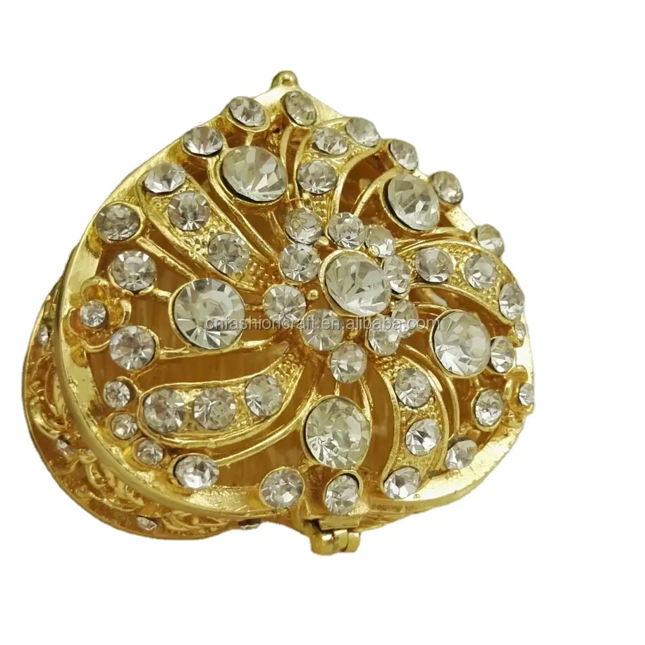 Gouden Hart Vorm Bejeweled Emaille Bruiloft Geschenkdoos Trinket Box Voor Sieraden Verpakking Gebruik