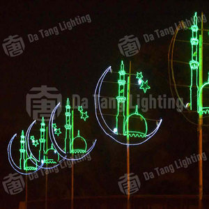 LED Ramadan Moon and Star Lamp <b>Posts</b> with Cultural Patterns IP65 Waterproof for Indoor Outdoor Public Square Seasonal Decoration - Product Image 3