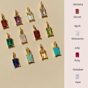 Kalung Trendy Perhiasan Baja Anti Karat Lapis Emas 18K Liontin Batu Kelahiran Zodiak Kalung Rantai Perhiasan Tulang Selangka - Product Image 2