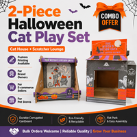 Grande Maison pour Chat Personnalisée Imprimée, Luxe Moderne, Écologique, pour Halloween, Griffoir en Carton Pliable, Emballage Carton, Marque pour Animaux de Compagnie