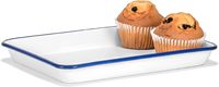 Plateaux de service carrés en acier émaillé blanc jetables modernes pour la cuisine, avec impression et logo personnalisé