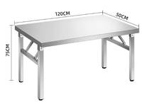 Table pliante en acier inoxydable UISEBRT Capacité de charge de 300 kg Revêtement en poudre Quatre roues Écologique Réglable Cuisine/Restauration