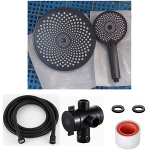 Pommeau de douche noir rond haute pression à jet de pluie durable pour usage domestique en salle de bain - Product Image 5