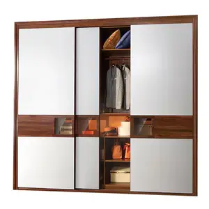 OPPEIN ไม้เชอร์รี่พร้อมประตูไม้เนื้อแข็งหกบาน,ตู้เสื้อผ้าสีขาวกระจกมองมุมห้องนอนตู้เสื้อผ้าอเนกประสงค์ราคาถูกขนาดใหญ่ - Product Image 1