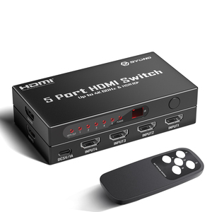 Conmutador HDMI SYONG 5 en 1 con IR, Conmutación Automática y Manual, 4K60Hz <span class=keywords><strong>HDR</strong></span> HDMI 2.0, Color Profundo de 36 bits con LED para TV, PC, Monitor - Product Image 1