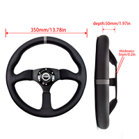 Leaders Universal Real Leather 14 pouces 350mm 5cm Deep Wheel JDM Racing Simulation Volant épaissi et lesté